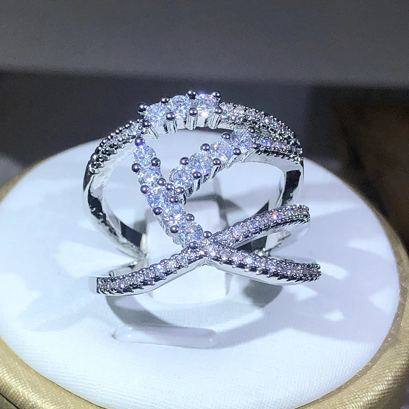 Creative wrap-around zircon sterling silver ring